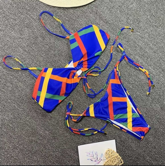 Beautiful Sexy Lace Up Print Bikini Set - Picture 3 of 8